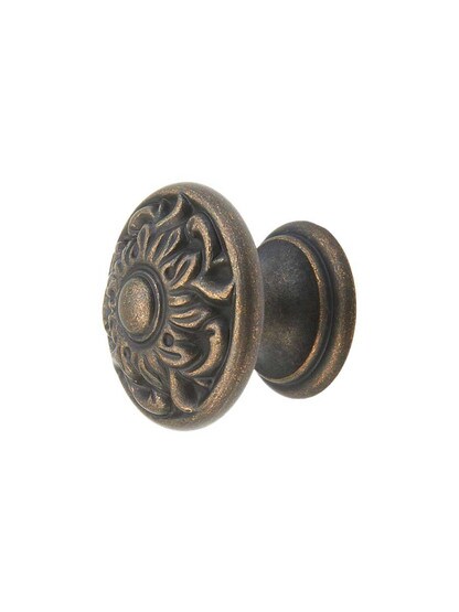 Corinthian Cabinet Knob - 1 3/8 inch Diameter in Ancient Bronze.